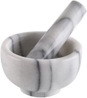 🔨 premium greenco 3.75" marble mortar and pestle - white/gray: perfect for grinding and crushing logo