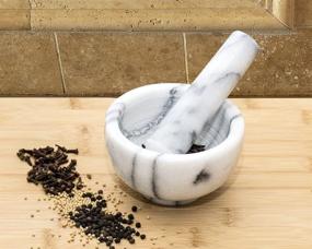 img 2 attached to 🔨 Premium Greenco 3.75" Marble Mortar and Pestle - White/Gray: Perfect for Grinding and Crushing