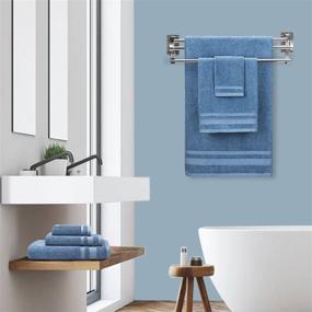 img 1 attached to Suglon Premium Bath Towel Sets - Bamboo Cotton Blue Bathroom Towels, Ultra Soft Eco-Friendly 3 Piece Set with Large Bath Towel, Hand Towel, and Washcloth…