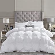 🛌 premium goose down comforter with pinch pleat design - oversize california king / cal king, luxurious white 108 x 98, 100% egyptian cotton logo