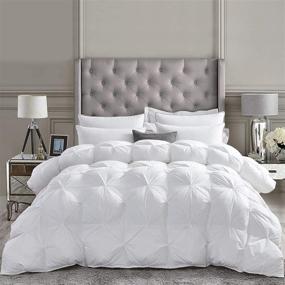 img 4 attached to 🛌 Premium Goose Down Comforter with Pinch Pleat Design - Oversize California King / Cal King, Luxurious White 108 x 98, 100% Egyptian Cotton