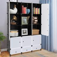 📦 vingli cube storage organizer with doors and hanging rods, modular plastic closet cabinet, diy plastic book shelf unit, 12 cubes logo