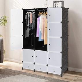 img 1 attached to 📦 VINGLI Cube Storage Organizer with Doors and Hanging Rods, Modular Plastic Closet Cabinet, DIY Plastic Book Shelf Unit, 12 Cubes