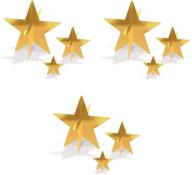 🌟 beistle 9 piece 3d foil star centerpieces, gold - sizes 3" to 8" - eye-catching décor for any occasion logo