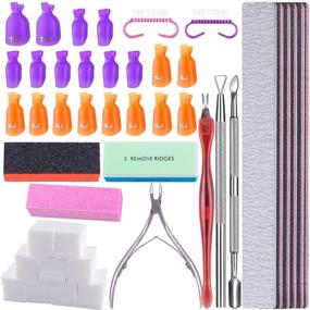 img 4 attached to SIQUK Nail Polish Remover Kit with 700 Cotton Pads, 20 Nail Clips, 6 Nail Files, Triangle Cuticle Set, 2 Nail Brushes, 2 Grinding Blocks, Polishing Block, Dead Skin Fork, and Scissors