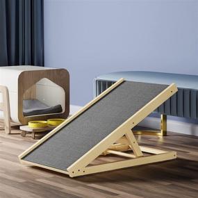 img 3 attached to 🐾 Kerrogee Adjustable Pet Ramp & Foldable Wooden Steps for Dogs & Cats - Paw Traction Mat - Ideal for Cars, High Beds, Couch - Easy Storage