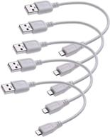 🔌 5-pack 18cm usb 2.0 a to micro b sync & charger cable, bolaazul ultra short 7-inch white micro usb sync charger cord for samsung, htc, motorola, nokia, android, huawei, lg, xiaomi logo