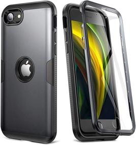 img 4 attached to 📱 YOUMAKER Upgraded iPhone SE 2020 Case: Full Body Rugged Protection with Built-in Screen Protector, Slim Fit Shockproof Cover - Black/BK (4.7 Inch)