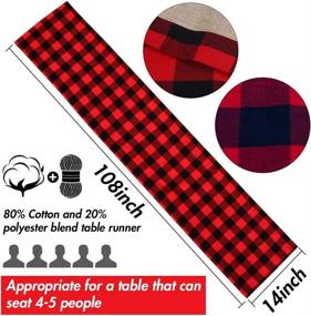 img 3 attached to 🎄 Black and Red Buffalo Plaid Table Runner - 14×108 Inches | Cotton Burlap | Ideal for Christmas, Holidays, Birthdays, Parties, and Home Decor