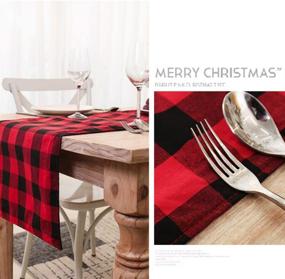 img 1 attached to 🎄 Black and Red Buffalo Plaid Table Runner - 14×108 Inches | Cotton Burlap | Ideal for Christmas, Holidays, Birthdays, Parties, and Home Decor