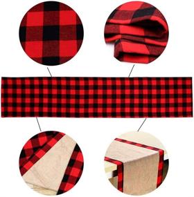 img 2 attached to 🎄 Black and Red Buffalo Plaid Table Runner - 14×108 Inches | Cotton Burlap | Ideal for Christmas, Holidays, Birthdays, Parties, and Home Decor