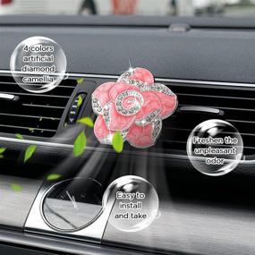 img 1 attached to Stylish 4Pcs Air Car Vent Clip: Crystal Flowers Bling Car Décor Charms for Women – Rhinestone Glam Car Freshener Ornaments – Automotive Interior Trim Car Decorations