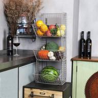 📦 x-cosrack wall mounted wire hanging basket: 3 tier metal organizer with chalkboards, office garage storage kitchen fruit produce rack, industrial style (gray) логотип