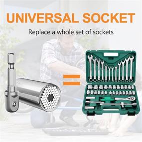 img 3 attached to 🛠️ Universal Socket Tools Sets: Top Father's Day Gift from Daughter Son & Wife, Cool Gadgets 7mm-19mm Power Drill Adapter Socket Wrench Set - Ideal Stocking Stuffers for Men