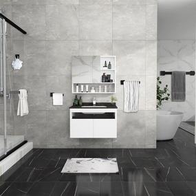 img 3 attached to 🚽 Modern Square Style Matte Black Bathroom Hardware Set - Includes Towel Rack, Hand Towel Bar, TP Holder & Robe Hooks