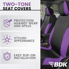 img 3 attached to UltraSleek Purple Seat Covers for Women – Complete Set, Universal Fit for Car Auto Truck Van SUV, Front and Rear Bench Seat Covers by BDK