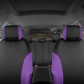 img 2 attached to UltraSleek Purple Seat Covers for Women – Complete Set, Universal Fit for Car Auto Truck Van SUV, Front and Rear Bench Seat Covers by BDK