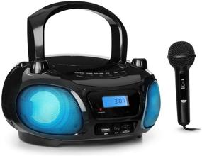 img 4 attached to AUNA Roadie Sing - CD Radio: Portable Karaoke Boombox with Bluetooth, USB, LED Lighting & Sing-A-Long Function in Black