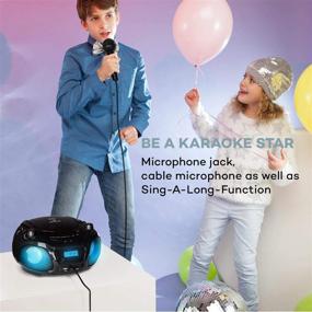 img 3 attached to AUNA Roadie Sing - CD Radio: Portable Karaoke Boombox with Bluetooth, USB, LED Lighting & Sing-A-Long Function in Black
