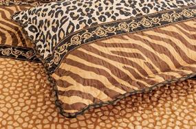 img 2 attached to 🐆 Masterplay Queen Size Oversize Quilt Set, Animal Print Bedspread Coverlet (Leopard Tiger Brown Black Stripe), 3-Piece Bed Cover