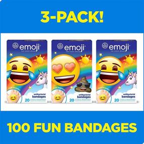 img 2 attached to 🩹 Emoji Shapes Kids Bandages, 20 CT, 3 Pack: Antibacterial Adhesive Bandages for Minor Cuts, Scrapes & Burns - Wearable Stickers - Perfect Stocking Stuffer or White Elephant Gift