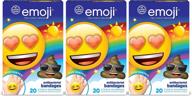 🩹 emoji shapes kids bandages, 20 ct, 3 pack: antibacterial adhesive bandages for minor cuts, scrapes & burns - wearable stickers - perfect stocking stuffer or white elephant gift логотип