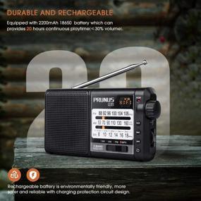 img 1 attached to 📻 PRUNUS J-01: Портативное AM/FM транзисторное радио высокой производительности с исключительным приемом, возможностью коротких волн, перезаряжаемым аккумулятором и TF Card MP3 плеером.