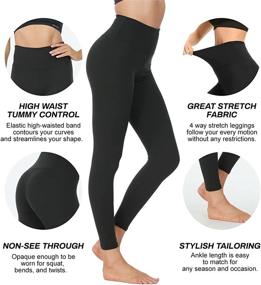 img 2 attached to Syrinx Women's High Waisted Leggings - Ultra-Soft Tummy Control Yoga Pants for Workouts and Running