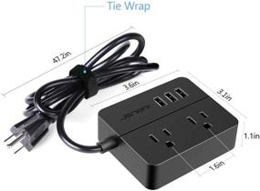 img 3 attached to 💡 JSVER USB Power Strip: Surge Protector with 3 USB Ports and 2 AC Outlets, Compact Design for Home, Office, Dorm and Travel - Black