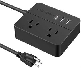 img 4 attached to 💡 JSVER USB Power Strip: Surge Protector with 3 USB Ports and 2 AC Outlets, Compact Design for Home, Office, Dorm and Travel - Black