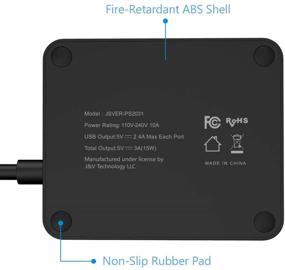 img 1 attached to 💡 JSVER USB Power Strip: Surge Protector with 3 USB Ports and 2 AC Outlets, Compact Design for Home, Office, Dorm and Travel - Black