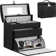 homde jewelry display box for men and women - necklace, sunglasses locking organizer with watch hanger, bracelet holder, and mirror logo