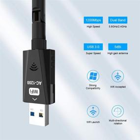 img 2 attached to Techkey USB WiFi Adapter 1200Mbps: High Speed Wireless Network Adapter with 🔌 Dual Band 2.42GHz/5.8GHz & 5dBi High Gain Antenna for Desktop Laptop Windows XP/7-10/Mac OS