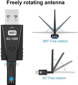 img 1 attached to Techkey USB WiFi Adapter 1200Mbps: High Speed Wireless Network Adapter with 🔌 Dual Band 2.42GHz/5.8GHz & 5dBi High Gain Antenna for Desktop Laptop Windows XP/7-10/Mac OS