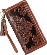 🌸 floral wristlet wallet: stylish pijushi leather wallets for women with card holder and purse logo