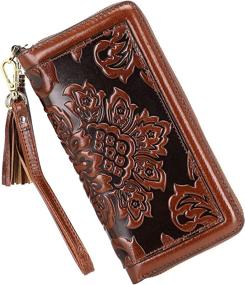 img 4 attached to 🌸 Floral Wristlet Wallet: Stylish PIJUSHI Leather Wallets for Women with Card Holder and Purse