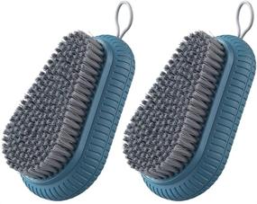 img 4 attached to 🧽 Versatile Cleaning Brush Set | Easy-to-Hold Scrub Brush for Shoes, Laundry, Countertops, Bathtubs - Pack of 2