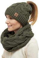 🧣 stay warm and stylish with the ponytail beanie winter set - knitted hat and scarf combo for women in grey логотип