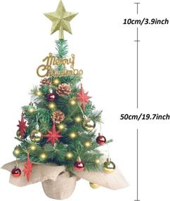 img 3 attached to 🎄 20 Inch Tabletop Mini Christmas Tree: Festive Pine with Hanging Ornaments, Battery-Operated Xmas Decorations