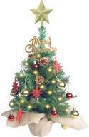 🎄 20 inch tabletop mini christmas tree: festive pine with hanging ornaments, battery-operated xmas decorations логотип