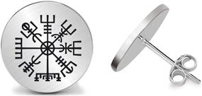 img 3 attached to 🔱 Viking Rune Vegvisir Stainless Steel Stud Earrings - Kooer Jewelry Gift for Women, Girls, Best Friends, Sisters, Mothers, and Daughters