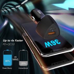 img 2 attached to 🚗 Быстрая автомобильная зарядка SUNDA USB C: два порта PD 18W и QC3.0 | Для Apple и Android | Совместима с iPhone 12/11/iPad