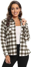 img 3 attached to 👚 Brushed Flannel Women's Clothing Shacket Jacket – Coats, Jackets & Vests