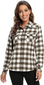 img 2 attached to 👚 Brushed Flannel Women's Clothing Shacket Jacket – Coats, Jackets & Vests