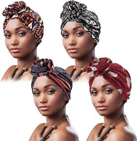 img 4 attached to DRESHOW Knotted Headwraps African Pre Knotted