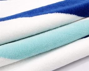 img 3 attached to 🏖️ Luxury Plush Velour Cotton Beach and Pool Towels Set of 2 - COTTON CRAFT Positano Cabana Stripe, 630GSM, 35 inch x 70 inch, in Ocean Blue