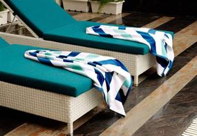 img 1 attached to 🏖️ Luxury Plush Velour Cotton Beach and Pool Towels Set of 2 - COTTON CRAFT Positano Cabana Stripe, 630GSM, 35 inch x 70 inch, in Ocean Blue