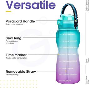 img 1 attached to 💧 Giotto Large Half Gallon/64OZ Motivational Water Bottle with Paracord Handle & Straw - Leakproof Tritan BPA Free Fitness Sports Water Jug with Time Marker for Daily Water Intake