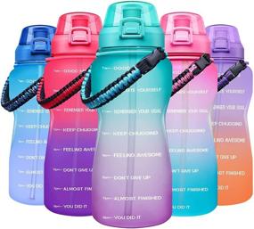 img 4 attached to 💧 Giotto Large Half Gallon/64OZ Motivational Water Bottle with Paracord Handle & Straw - Leakproof Tritan BPA Free Fitness Sports Water Jug with Time Marker for Daily Water Intake