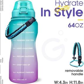 img 3 attached to 💧 Giotto Large Half Gallon/64OZ Motivational Water Bottle with Paracord Handle & Straw - Leakproof Tritan BPA Free Fitness Sports Water Jug with Time Marker for Daily Water Intake